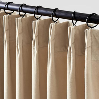 Lazzzy Cream Velvet Curtains 96 Inch Long Pinch Pleated Room Darkening Drapes Luxury Back Tab Thermal Insulated Window Treatments for Bedroom Living Room 2 Panels, 52 x 96 Inch, Latte - color: Latte, size: 52"W x 96"L (Pack of 2)