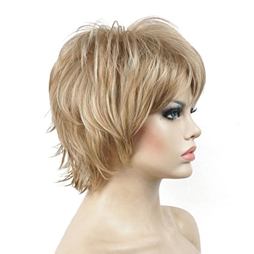 Lydell Short Layered Shaggy Wavy Full Synthetic Wigs (L16/613 Blonde Highlights) - color: Blonde with Highlights #L16-613