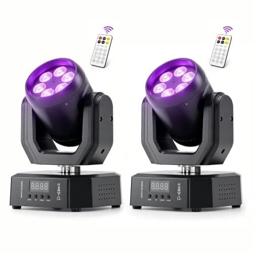 Mini Dj Moving Head Lights, RGBW 60W Stage Wash Lighting with Remote Control Sound Active DMX512 for Small Venues, DJ, Bar, Home, Theater, Wedding, Band, Performance (2 Packs) - color: 2 Packs