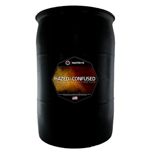 Master FX Hazed and Confused High Quality Haze Fluid – Professional Water-Based Formula for Concerts, Theatre, and More - Produces Clean, Even Haze for Superior Light Beams and Clarity - 55 Gallon - size: 55 Gallon Drum