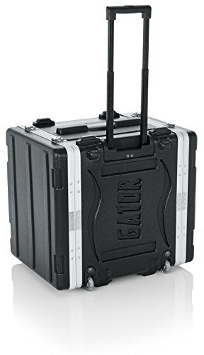 Gator Cases Lightweight Rolling 8U Rack Case with Heavy Duty Latches, Retractable Tow Handle, and Recessed Wheels, Standard 19.25" depth (GRR-8L) | Travel Friendly Mobility with Wheels & Pull Handle Lightweight Case & Field Replaceable Steel Rails - size: