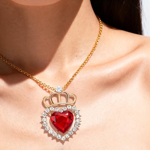 Queen Crown Rhinestone Wedding Crowns and Tiaras for Women Costume Party Hair Accessories Princess Birthday Crown Crystal Bridal Crowns - color: Gold Red Crown