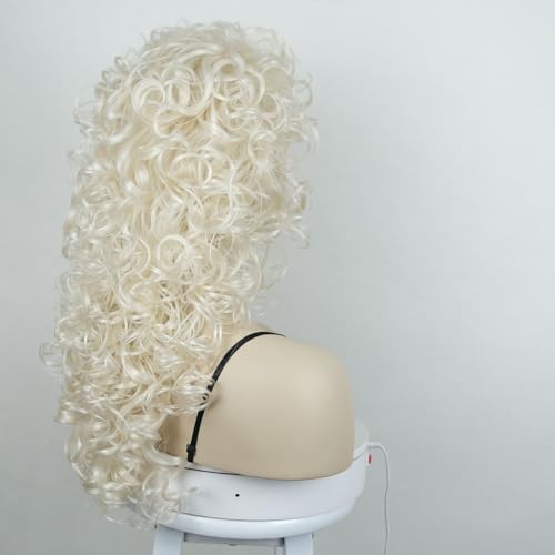 Aimole Long Curly Wigs Synthetic Pale Blonde Cosplay Women Wig Heat Resistant Hair (614) - color: 614 Pale Blonde