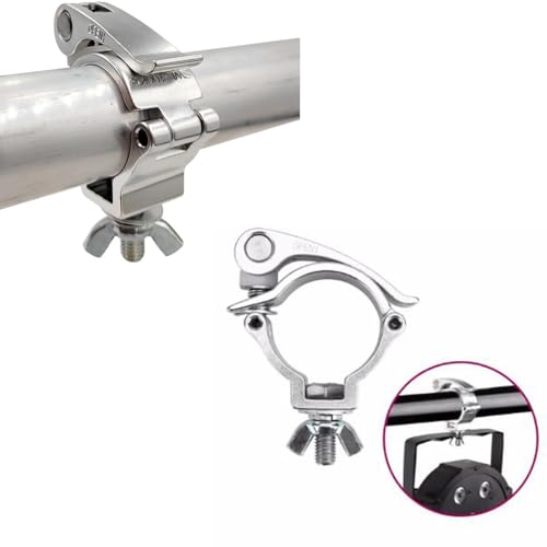 2Pcs Stage Light Clamp 2” Truss Mount Quick Lock Release Fit 48-51mm Tube | Aluminum Alloy Stage Lighting Clamps Heavy Duty 220 Lbs for OD Tubing Truss Pipe F34 Silver