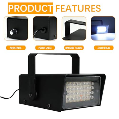 ENUOLI 32 LED Mini Strobe Light Super Bright LED Bulbs((32 LEDs 2packs)) | for Halloween,Variable Flash Speed Control Flashing Lights for Christmas,Clubs,Stage Light Effect,Disco,Bars,Party Lights - style: 2Pack 32LED