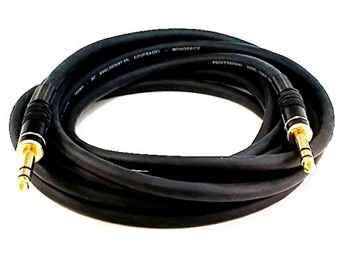 Monoprice Premier Series 1/4 Inch (TRS) Male to Male Cable Cord - 1.5 Feet- Black 16AWG (Gold Plated) - size: 1.5ft