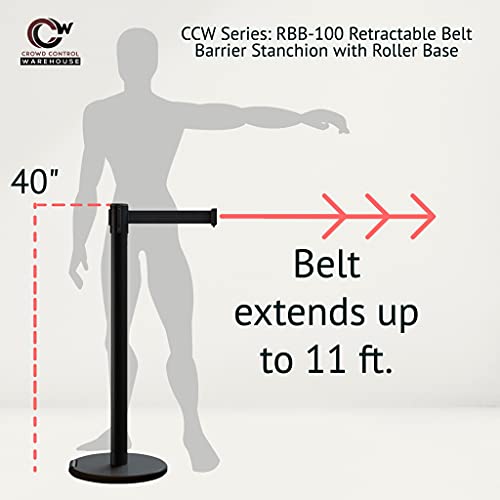 Trafford Industrial RBB-100 Retractable Belt Barrier Stanchions, Set of 2 - color: Maroon, size: 11 ft