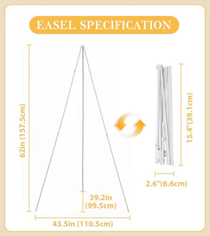 Display Easel Stand for Sign, Lightweight Tripod with Bag, Portable Adjustable Artist Easels for Outdoor Painting Posters/Canvas/Wedding, 1PC White