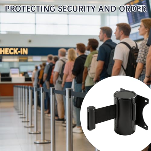 2 Pieces Retractable Belt Barrier Wall Mount Caution Belt 10 Feet with Red Case Crowd Control Barriers for Indoor and Outdoor Crowd Control Line Dividers