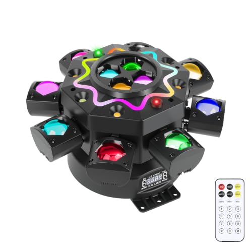 8 Arm Moving Head DJ Lights -200W RGBW LED Party Lights with RG Starlight,6 Strobe Lights, 540° Pan 180° Tilt, DMX512 & Sound Activated Auto Mode - DJ Lights for Parties, KTV, Wedding, Club