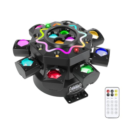 8 Arm Moving Head DJ Lights -200W RGBW LED Party Lights with RG Starlight,6 Strobe Lights, 540° Pan 180° Tilt, DMX512 & Sound Activated Auto Mode - DJ Lights for Parties, KTV, Wedding, Club