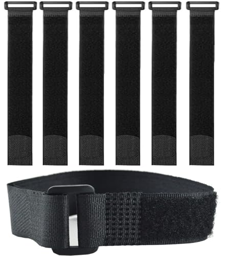 6 Pack 32 Inch heavy duty Hook and Loop Straps 2 Inch Wide Cinch Straps | Adjustable Multi-Purpose Hook and Loop Straps with Buckle,Nylon Cable Ties,Cord Ties Organized Tidy for Wire Cable Management - size: 32'' x 2'' (Black)