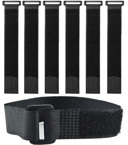 6 Pack 32 Inch heavy duty Hook and Loop Straps 2 Inch Wide Cinch Straps | Adjustable Multi-Purpose Hook and Loop Straps with Buckle,Nylon Cable Ties,Cord Ties Organized Tidy for Wire Cable Management - size: 32'' x 2'' (Black)