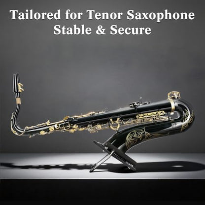 EASTROCK Bull-Head Style Tenor Saxophone Stand, Sax Stand for Tenor Sax, Sponge Protection, Non-Slip Feet, Reinforced Backplate, Stable & Portable Design-Black