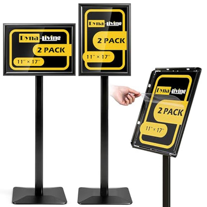 Dyna-Living Sign Stand for Display 2 Pack Sign Holder Stand 11 x 17 Inch, Heavy-duty Pedestal Sign Holder, Adjustable Floor Standing Signs Holders, Poster Holders Stand for A3 Advertising - size: 11'' x 17''-2 Pack