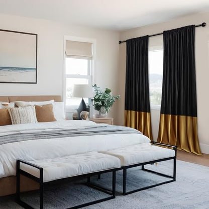 Luxury Black and Gold Velvet Blackout Curtains 108 inches for Living Room - color: Black & Gold, size: 52"W x 108"L (Pack of 2)