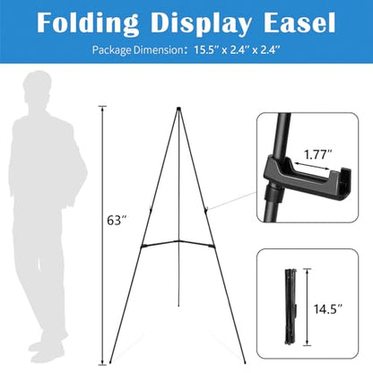 Falling in Art 6 Pack 63" Display Easel Stand, Holds 5 lbs - style: Black 6-Pack