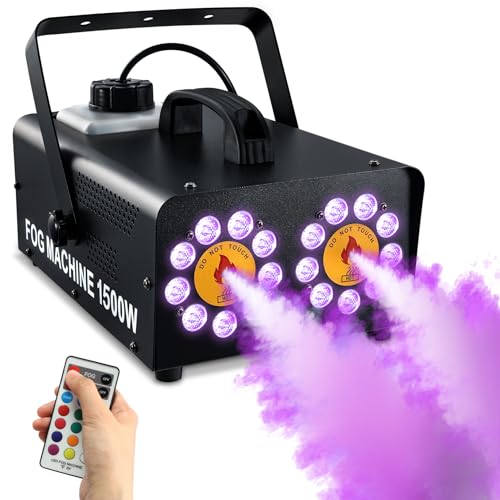 1500W Smoke Fog Machine with LED Light Outdoor Fog Maker Halloween