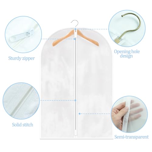 TORONTOKYO 25 Pack 55" Hanging Clear Plastic Garment Bags with Zipper Translucent Long Dress Bags Clothes Cover for Closet Storage and Travel - color: 55"