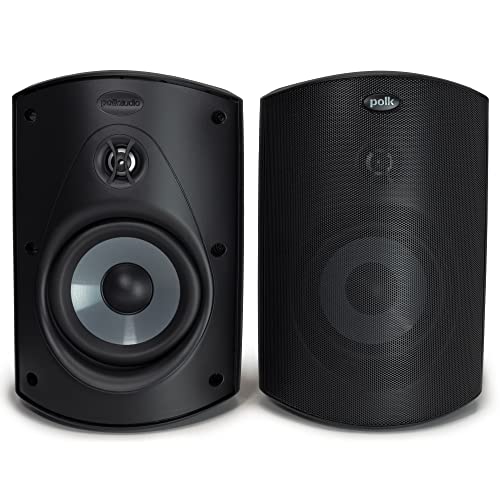 Polk Audio Atrium 5 Outdoor Speakers with Powerful Bass (Pair, Black) - color: Black, size: 2 Speakers, style: Atrium 5