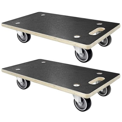 Furniture Dolly 4 Wheels, 22 x 11 inch, Furniture Movers, Two Packs of 1100 lb Load Capacity Heavy Duty Wood Dolly, Moving Dolly with Silent Wheels for Furniture, Piano, Couch, Refrigerator - size: Rectangle Furniture Dolly with TPR Wheels