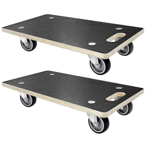 Furniture Dolly 4 Wheels, 22 x 11 inch, Furniture Movers, Two Packs of 1100 lb Load Capacity Heavy Duty Wood Dolly, Moving Dolly with Silent Wheels for Furniture, Piano, Couch, Refrigerator - size: Rectangle Furniture Dolly with TPR Wheels