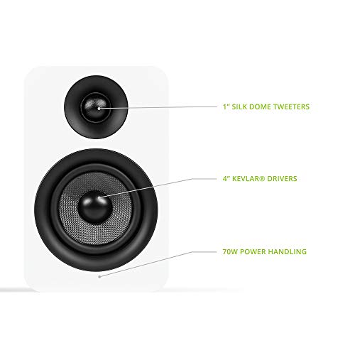 Kanto YU Passive 4" Passive Bookshelf Speakers with 1" Silk Dome Tweeter | External Amplifier Required | Pair | Matte White - color: White, size: 4" Woofer - 4 Ohm - 70 Watts Per Speaker