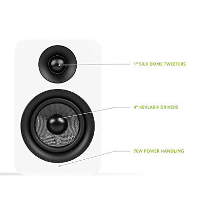 Kanto YU Passive 4" Passive Bookshelf Speakers with 1" Silk Dome Tweeter | External Amplifier Required | Pair | Matte White - color: White, size: 4" Woofer - 4 Ohm - 70 Watts Per Speaker