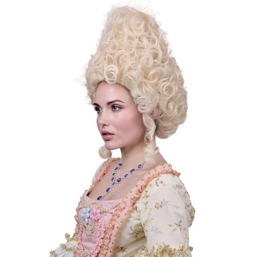 ColorGround Short Curly Beehive Wig Queen Updo Cosplay Wig for Women Halloween Costume (Blonde) - color: Blonde
