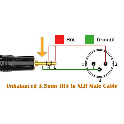 XLR to 3.5mm Balanced Cable Adapter, XLR Male Mono to 1/8 inch Mic Audio Cord for Camcorders, DSLR Cameras, Computer Recording Device and More - 1ft - style: XLR Male