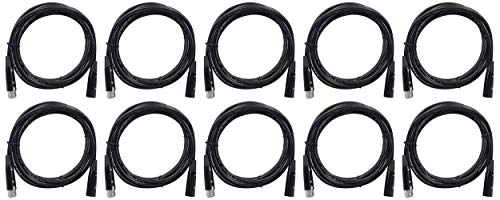 Rockville RDX5M10 10' 5-Pin Male-Female DMX Lighting Cable, 10-Pack | 100% OFC Copper, 120 Ohm Impedance, Nickel Plated XLR, Internal Strain Relief, OFC Braided Shield, EMI/RFI Rejection, Black