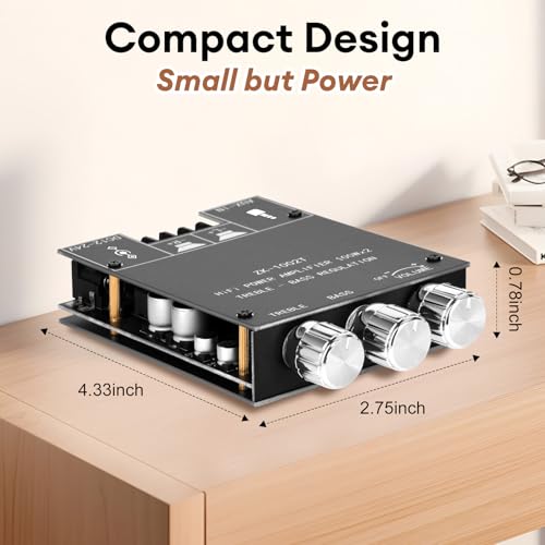Daakro ZK-1002T Bluetooth Amplifier Board,100W+100W 2.0 Channel Amp Board w/Treble/Bass Control,DC 12-24V, BT/AUX Inputs,Audio Amp Board for Home DIY Wireless Speakers,Password Free (2PCS ZK-1002T) - color: ZK-1002T-2cps