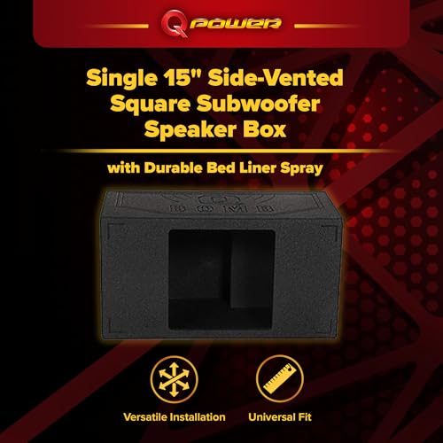 Q Power Single 15" Side-Vented Subwoofer Box for Kicker L7 Square Sub | Durable Custom Car/Truck Enclosure for Vehicle Audio and Bass Sound Systems - style: 15" QBOMB