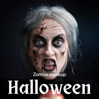 Zombie Makeup Kit - Professional SFX Makeup Set with 4 Color Face Body Paint, Liquid Latex, Fake Blood, Scar Wax for Halloween, Vampire, Clown Cosplay - color: Halloween Zombie Makeup Kit
