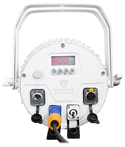 Rockville Wet PAR PRO White Outdoor RGBWA+UV Wall Wash Stage Light, 8-Pack | IP54, 12 x 6-in-1 LEDs, 6/10-Channel DMX, Remote, 15/45 Degree Beam, Double Bracket, for Restaurant, Club