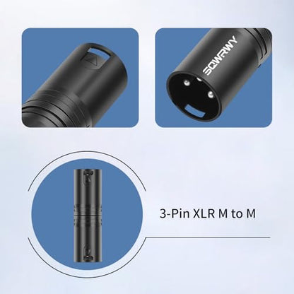 2-Pack 3Pin XLR Male to Male Adapter, Zinc Alloy Shell Balanced Audio Coupler, Secure Lock for Microphone & Cable Connection, Professional 3-Pin Connector - color: XLR M TO M