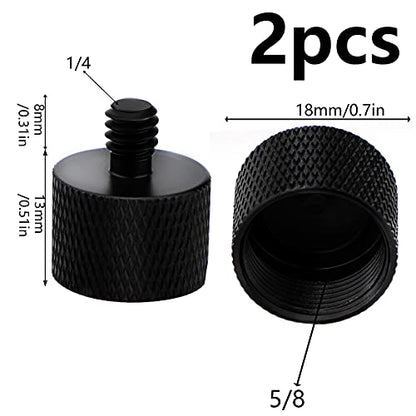 SAVITA 2pcs Mic Stand Adapter 1/4 Male to 5/8 Female and 5/8 Male to 1/4 Female Screw Thread Adapter Tripod Screw Adapter For Camera Monitor Microphone Stand