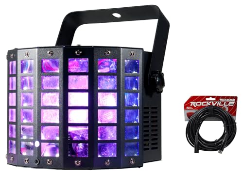 Audiosavings Bundle: American DJ ADJ MINI DEKKER RGBW LED DMX Multi-Beam Derby/Strobe Effect Light Bundle with Rockville RDX3M50 50 Foot 3 Pin DMX Lighting Cable 100% OFC Copper Female 2 Male (2 Item)