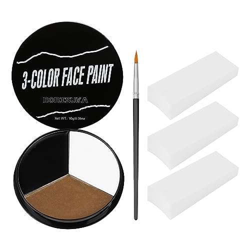 Black White Metallic Brown Face Paint+3PC Sponge+Brush Body Paint Set,Colored Eye Black for Baseball Softball Sport Games,Leopard,Cat Face Painting for Halloween,Cosplay,Costume,Theme Parties - color: CAT