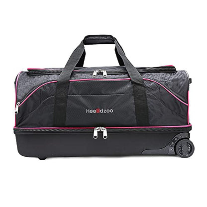 Dance Bag With Garment Rack,Dance Costumes Rolling Garment Bags For Travel,Garment Duffle Bag For Dance Competition, Wheeled Drop-Bottom Upright Luggage Closet Suitcase (28inch-Pink) - color: 28inch-Pink