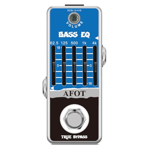 Bass EQ Pedal, 5-Band EQ Pedal Electric Bass Equalizer (62.5Hz 125Hz 500Hz 1kHz 4kHz) Provides ±18dB for Each Band EQ Seeker for Bass True Bypass - color: Blue Bass EQ