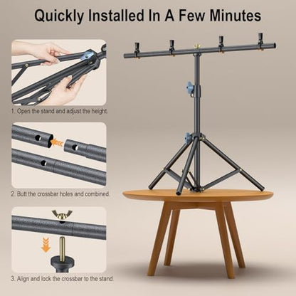 LINCO Lincostore Small Backdrop Stand 2.2x2.6ft T-Shape Portable Table Top Backdrop Stand with Carrying Bag, 4 Spring Clamps for Photography Mini Backdrop