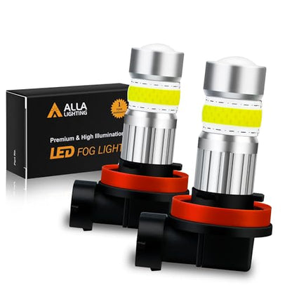 Alla Lighting 2800lm H8 H11 LED Fog Lights Bulbs, 6500K Xenon White H16 Replacement Xtreme Super Bright COB-72 SMD Cars Trucks - color: 6500K Xenon White