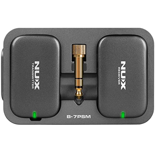 NUX B-7PSM 5.8 GHz Wireless in-Ear Monitoring System Bundle with 2pcs Microfiber Polishing Cloths, Charging Case Included, Stereo Audio transmitting