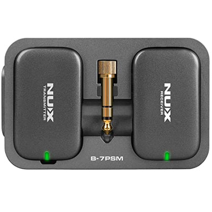 NUX B-7PSM 5.8 GHz Wireless in-Ear Monitoring System Bundle with 2pcs Microfiber Polishing Cloths, Charging Case Included, Stereo Audio transmitting