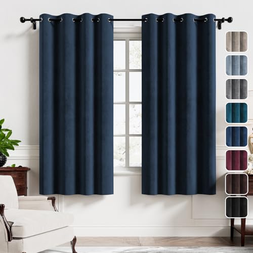 H.VERSAILTEX Room Darkening Velvet Curtains for Bedroom, 63 Inch, Navy - color: Navy, size: 52"W x 63"L (Pack of 2)