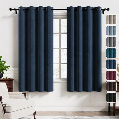 H.VERSAILTEX Room Darkening Velvet Curtains for Bedroom, 63 Inch, Navy - color: Navy, size: 52"W x 63"L (Pack of 2)