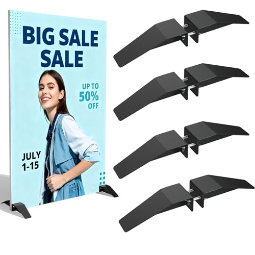 Heavy duty stainless steel floor standing vertical sign rack,Spider Feet Board Sign Holder Base,Suitable for Any Size Commercial Advertising Events Store Board Display Shows (Enhanced Edition) - color: Black-8 pack