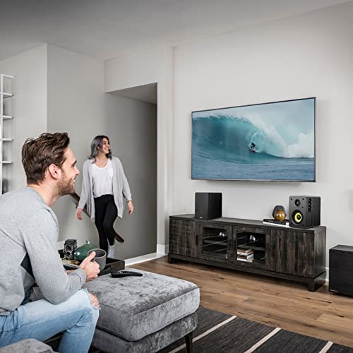 Sanyun SW206 80W 2.0 Active Bookshelf Speakers, Dual-Mode Creator & Music | 4" Carbon Fiber + 25mm Silk Dome, 24bit DAC, 6.35mm TRS Balanced + (Optical/Coaxial/AUX/USB/BT) Inputs, MDF, (Pair, Black) - color: Black
