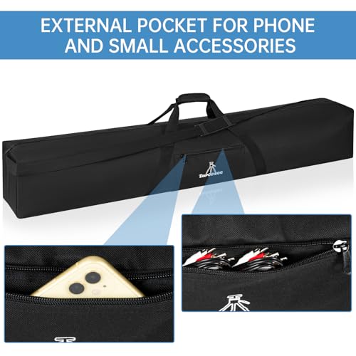 TORIBIO Tripod Carrying Case, 49x8x8in Heavy Duty Tripod Bag with Shoulder Straps and Handles, Multifunctional Monopod Case for Music Stand, Lights, Speakers, Cameras, Booms, Microphone Stands - size: 49 x 8 x 8 in